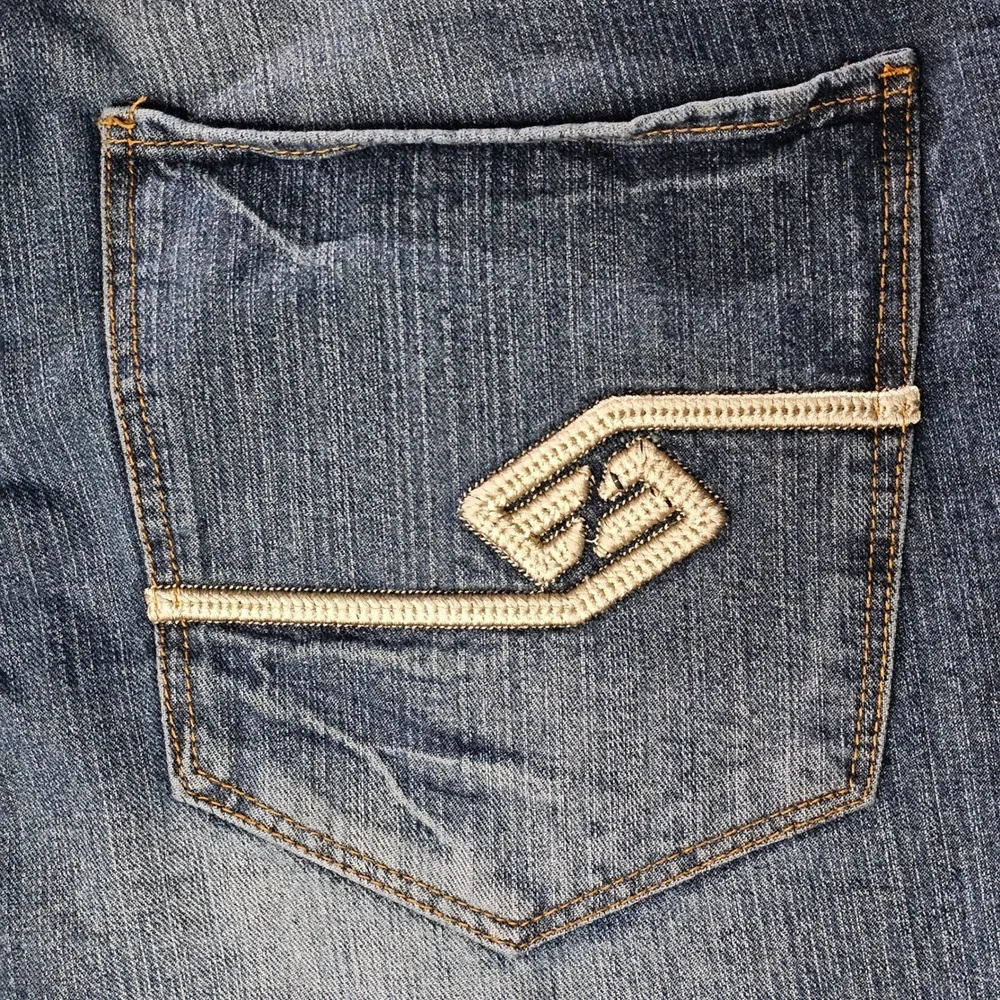 Enyce Jeans Mens 46 Blue Sean Combs Relaxed Straight Leg Embroidered Denim Y2K